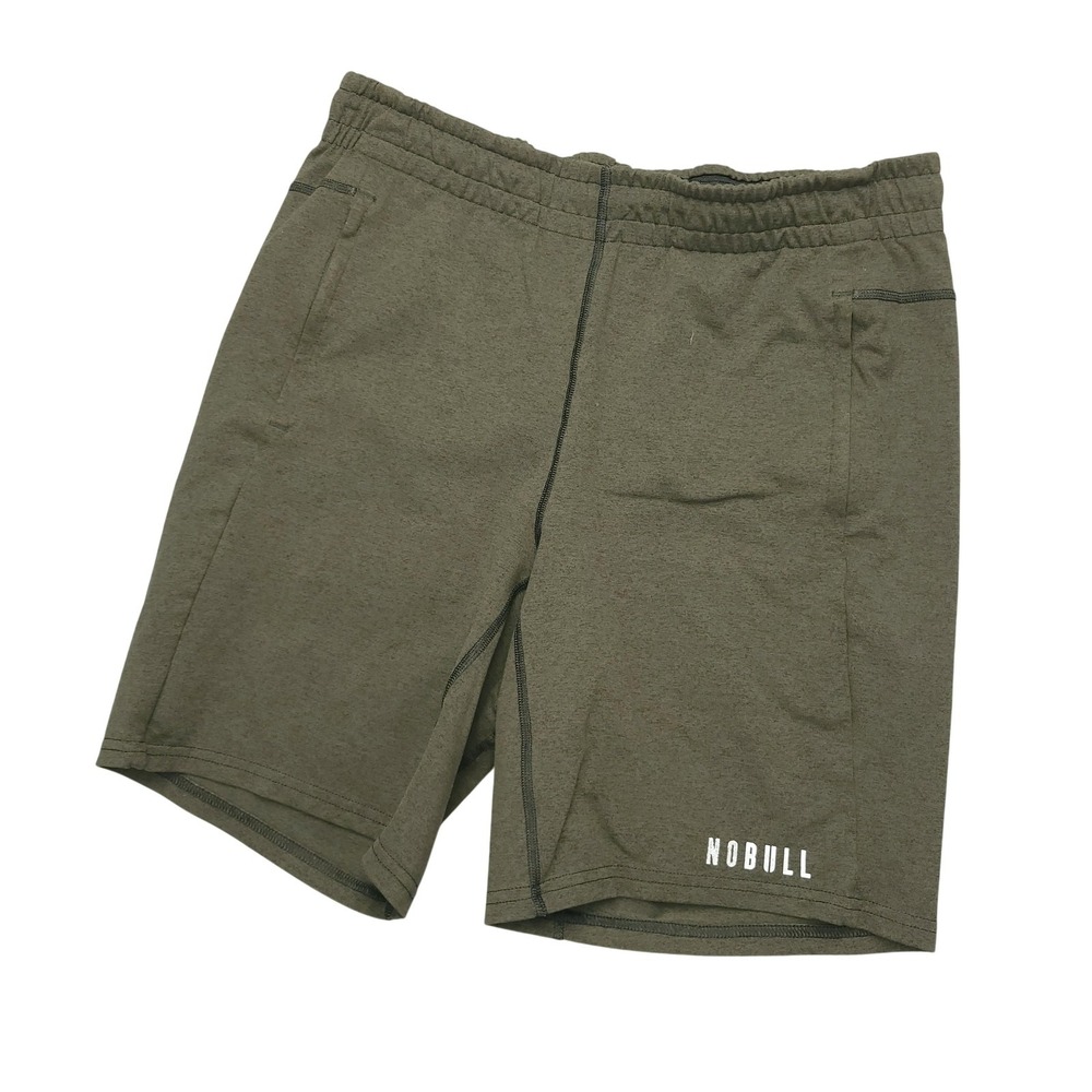 NOBULL Shorts Mens M Green Stretch Zip Pocket Running Training Athletic Gym